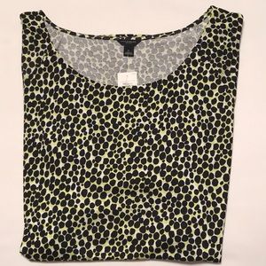 NWT Ann Taylor Light Green with Black Dots Top